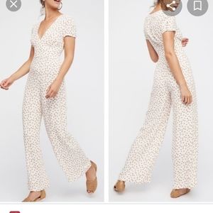 Free people Peach Print Jumpsuit